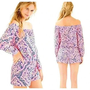 Pink Lilly Pulitzer off the Shoulder Lana Romper Can't Resist Size XXS
